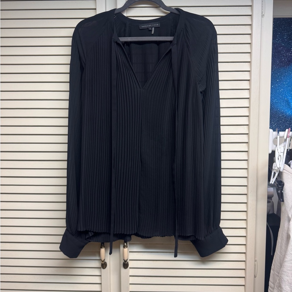 Charles Henry Black Pleated Blouse